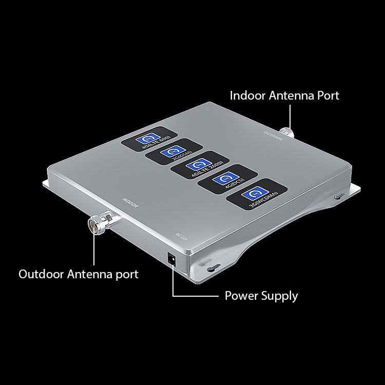 Powerful 2g 3g 4g Mobile signal booster Five band 700 900 1800 2100 2600 mhz network repeater